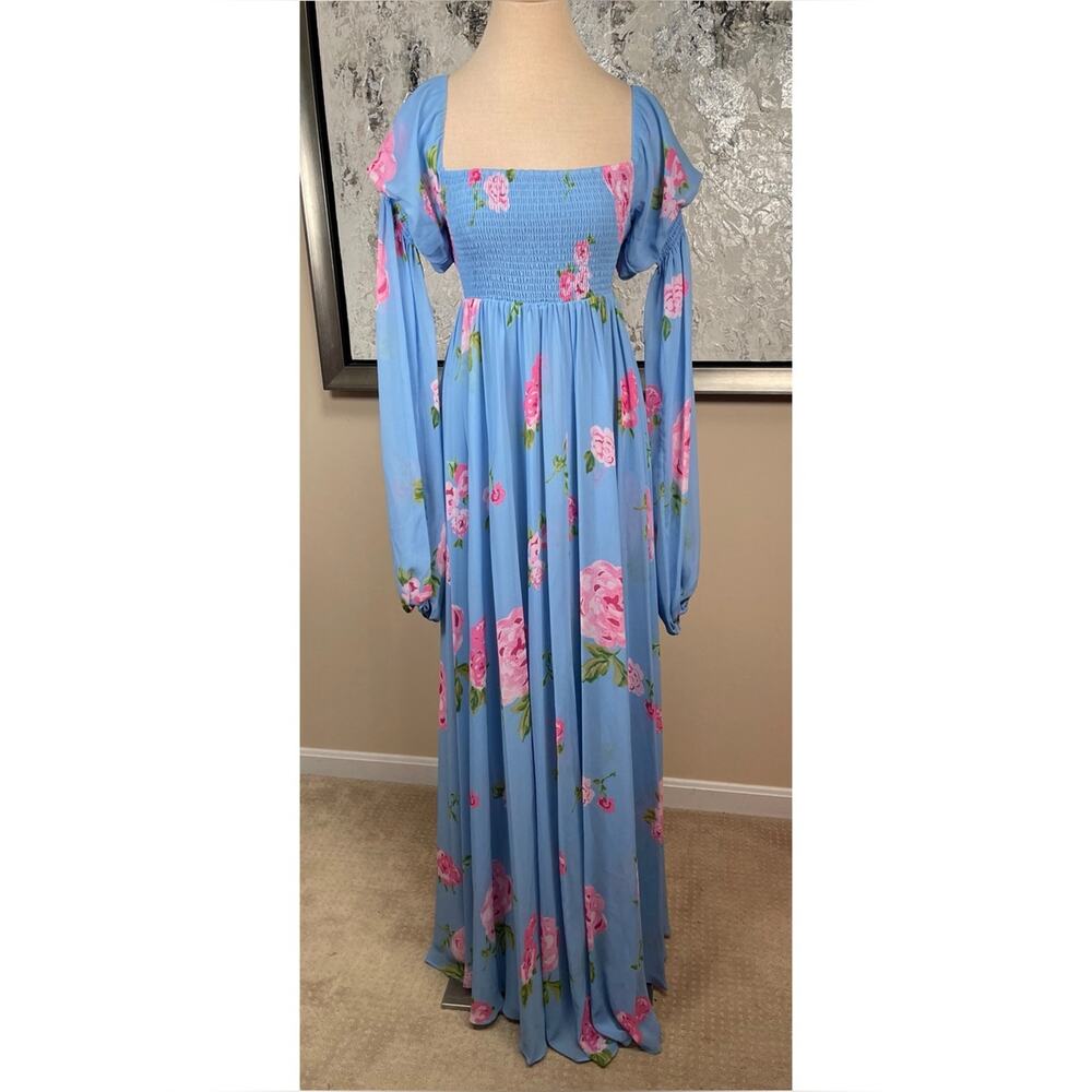 CAROLINE CONSTAS Kinsley Floral Off the Shoulder Long Sleeve Maxi Dress Size M - Picture 3 of 9